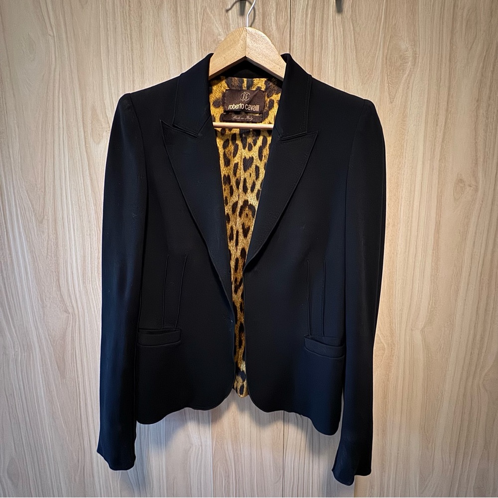 Roberto Cavalli Black Ponte Knit Women's Black Blazer